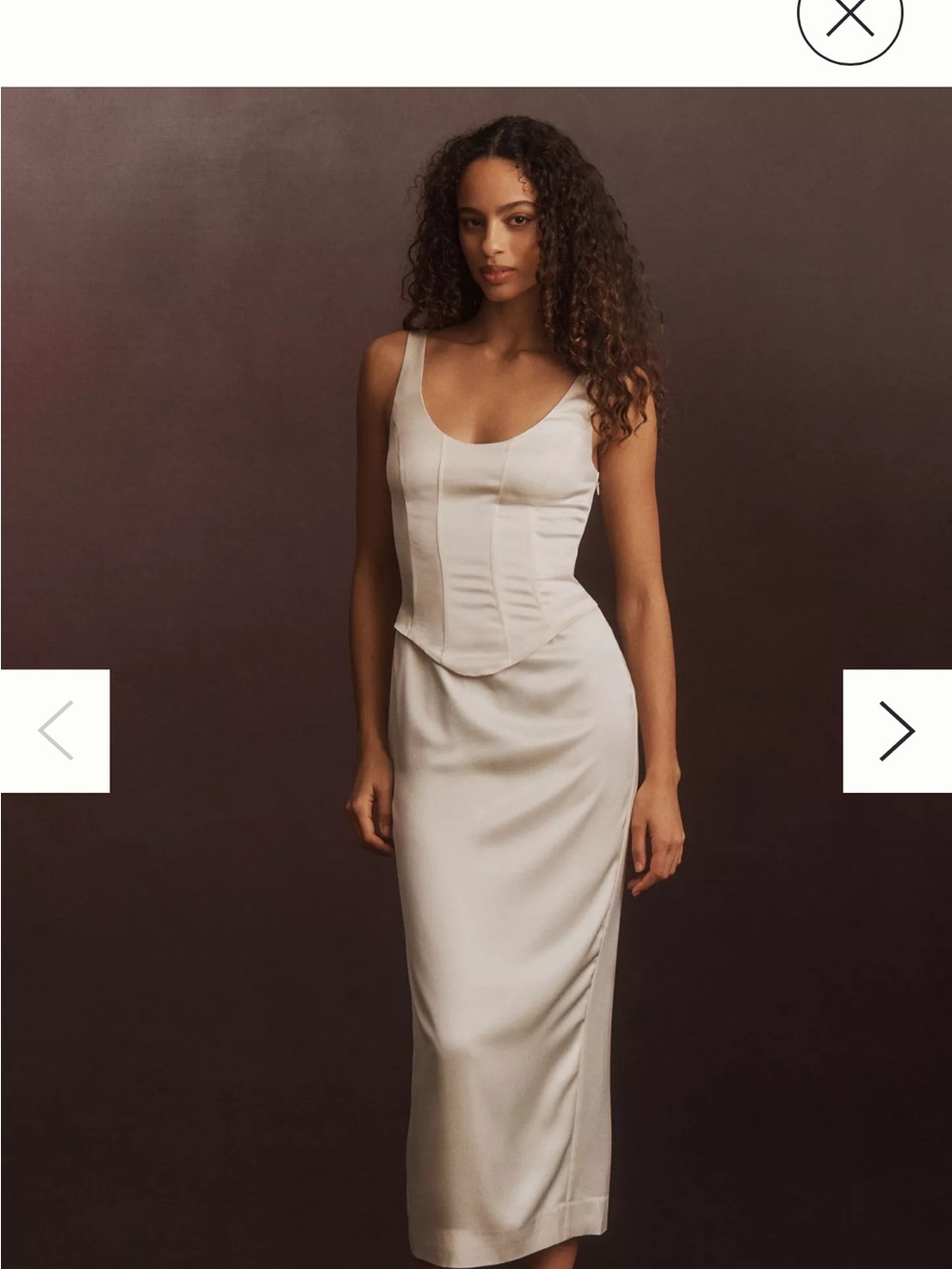 Reformation Elina Sleeveless Corset Satin Midi Dress